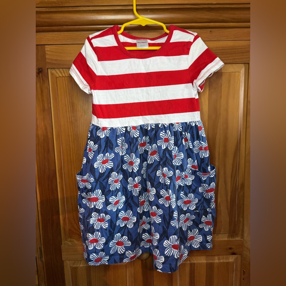 Hanna Andersson Red Striped and Blue Floral Kids Dress